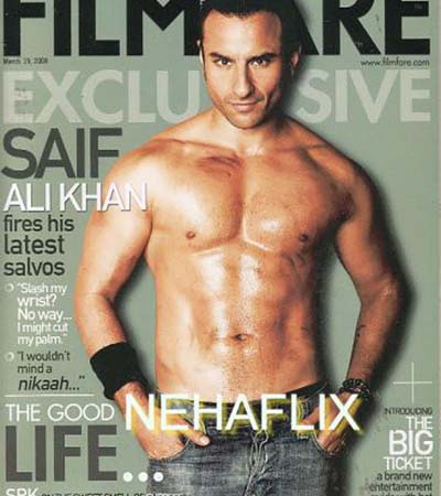 Shirtless Scratched Saif Show on Filmfare